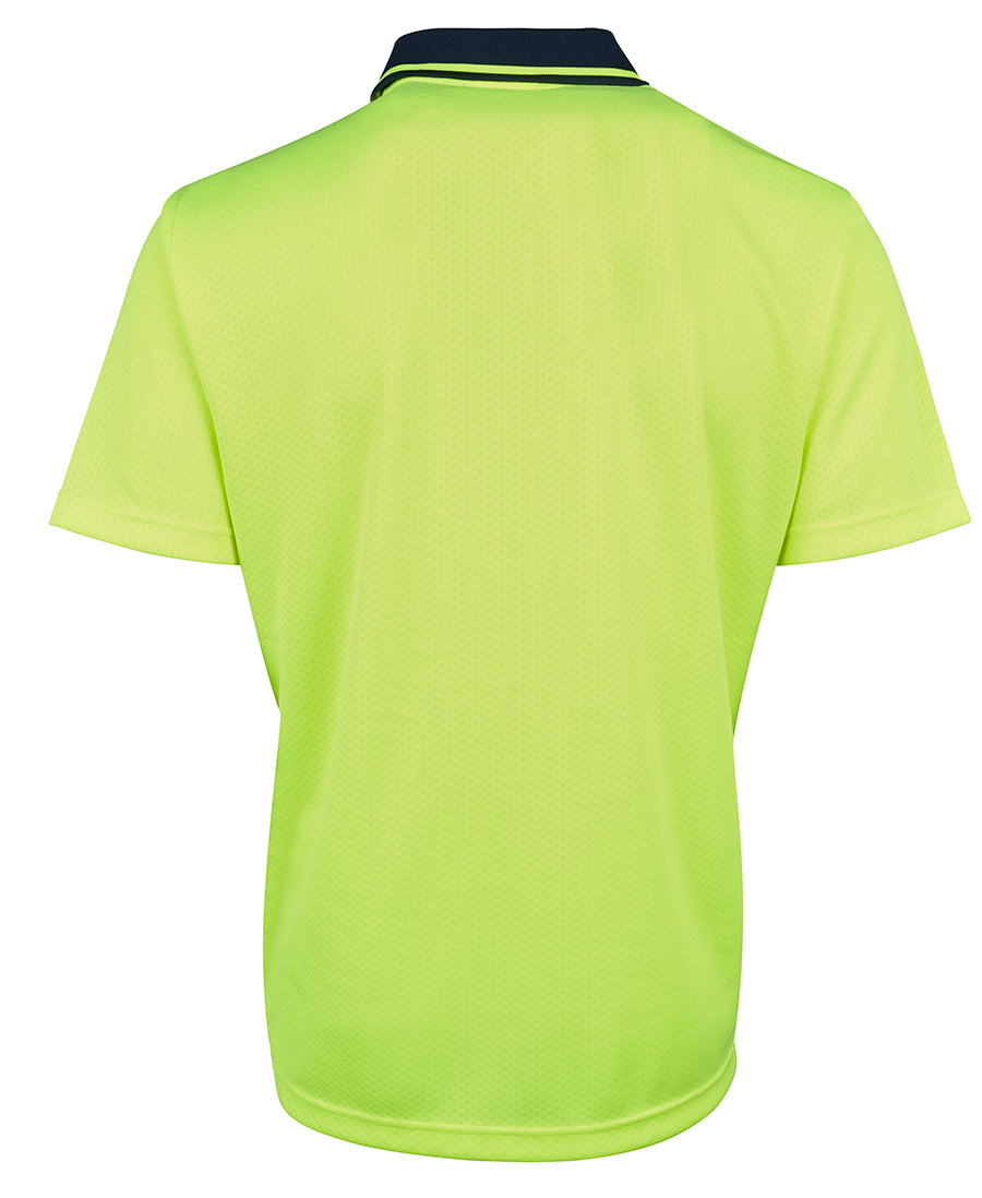 JB's Hi Vis Jacquard Non Cuff Polo - Lime/Navy - Back