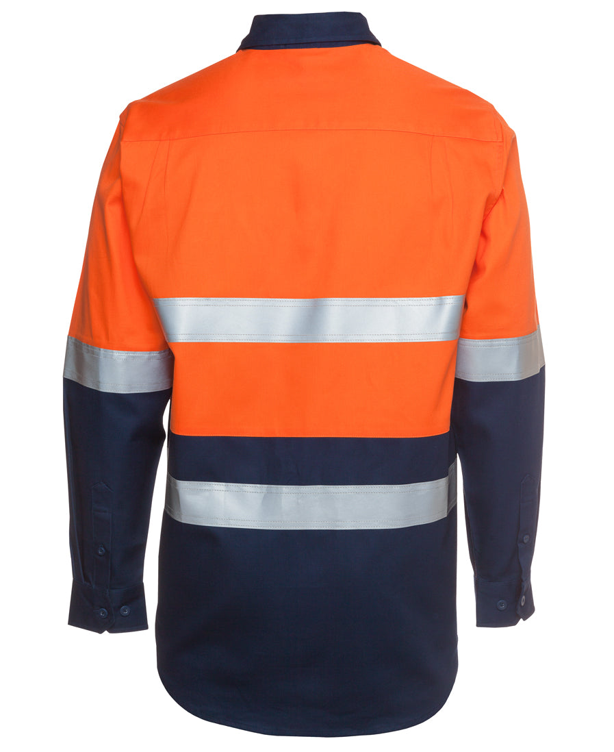 JB's Hi Vis (D+N) L/S 190G Work Shirt - Orange/Navy - Back