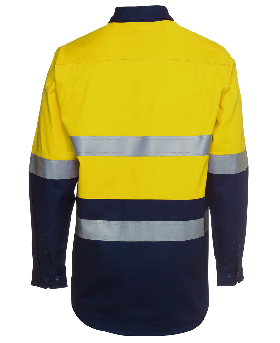 JB's Hi Vis (D+N) L/S 190G Work Shirt - Yellow/Navy - Back