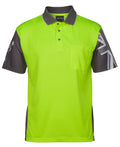 JB's Hi Vis Southern Cross Polo - Lime/Charcoal - Front