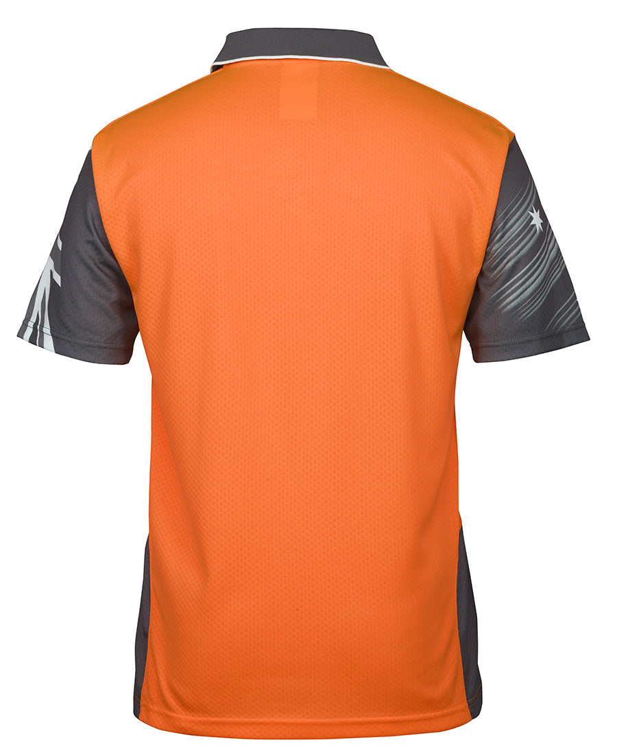 JB's Hi Vis Southern Cross Polo - Orange/Charcoal - Back