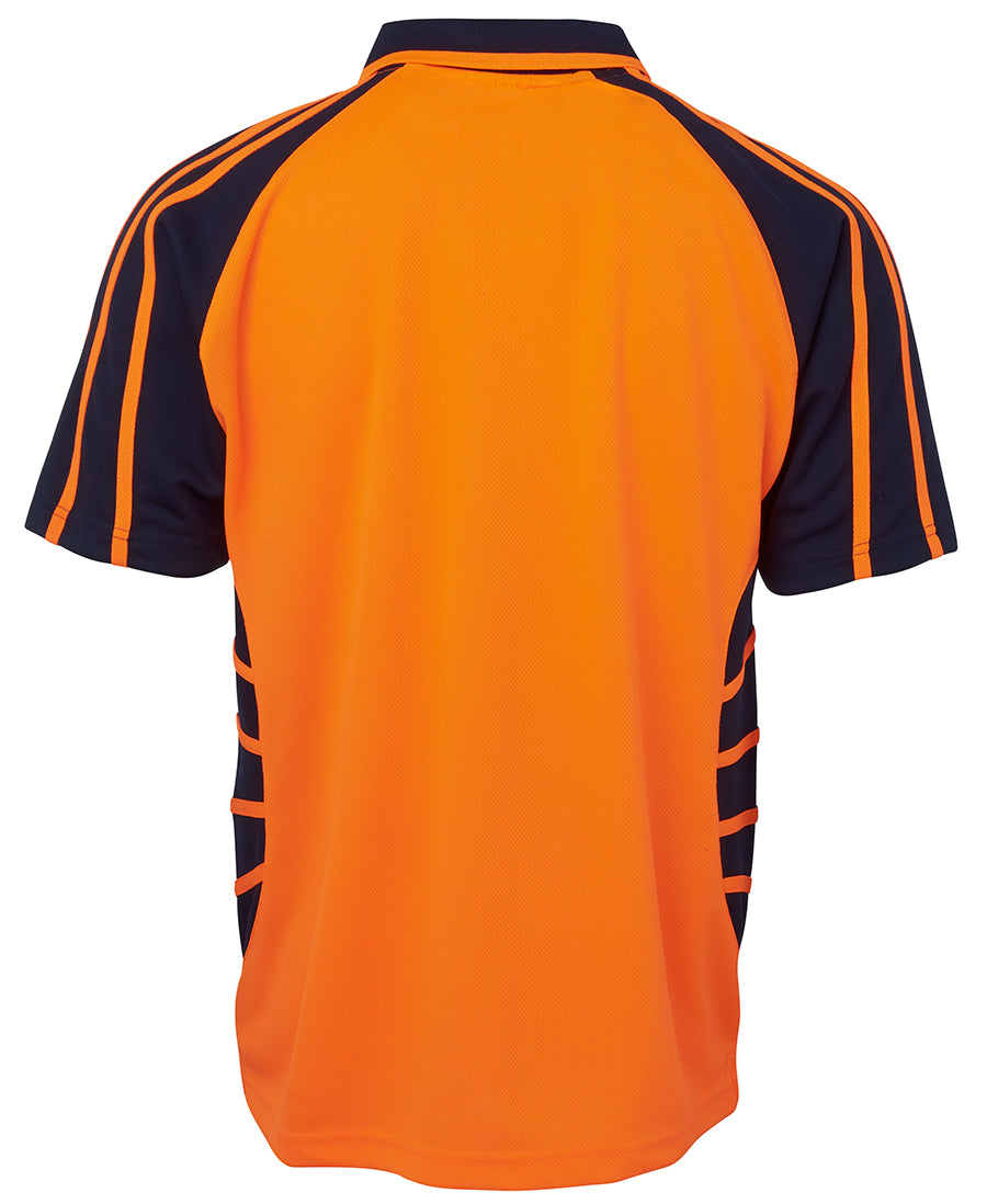 JB's Hi Vis S/S Spider Polo - Orange/Navy - Back