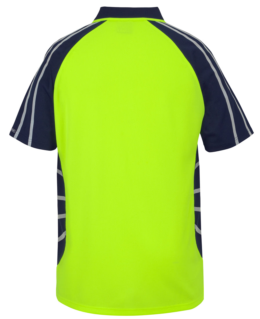 JB's Street Spider Polo with Reflective Stripes - Lime/Navy - Back