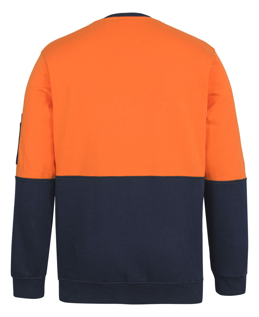 JB's Hi Vis 310 Cotton Crew Neck Fleece - Orange/Navy - Back