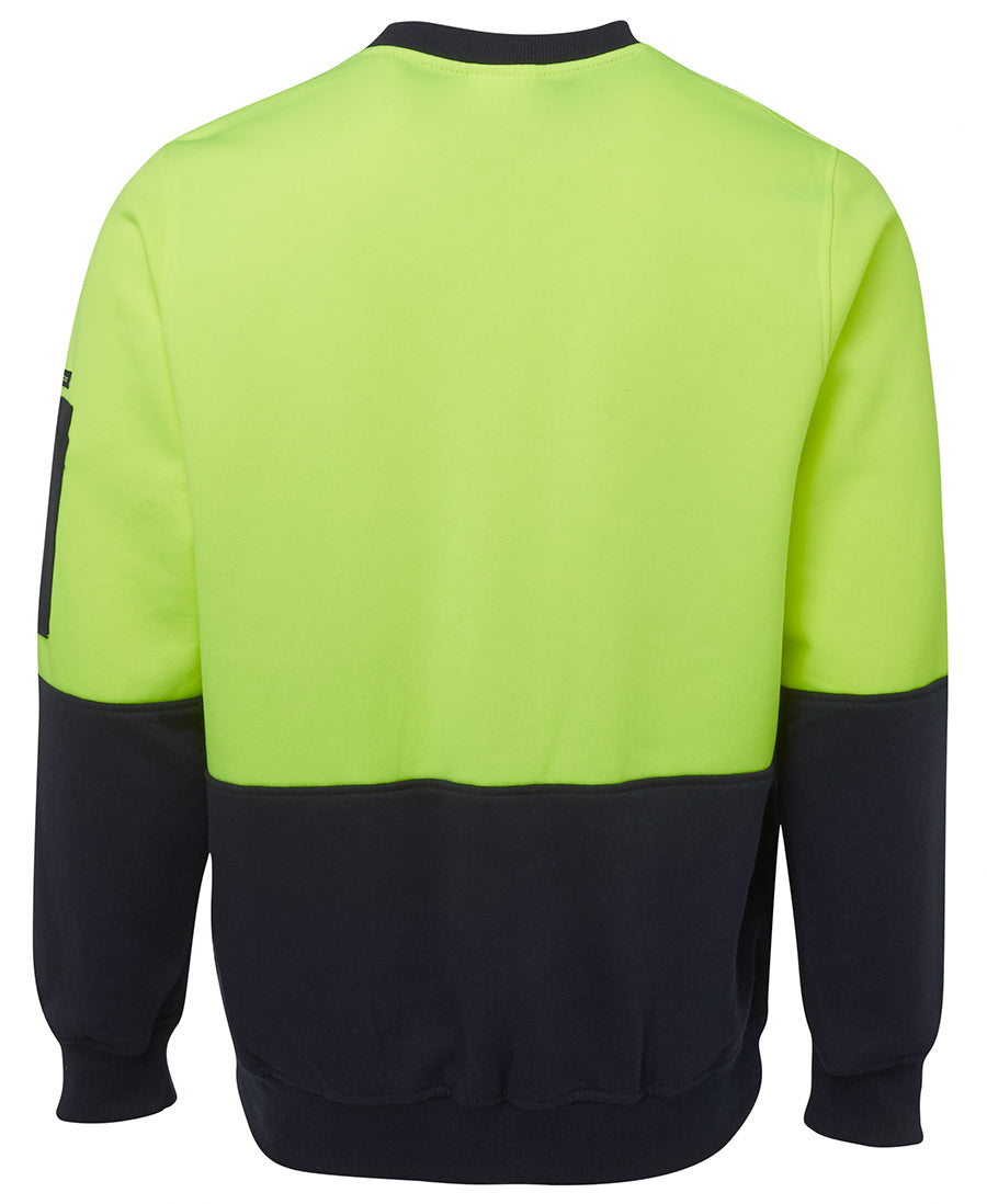 JB's Hi Vis Fleecy Crew - Lime/Navy - Back