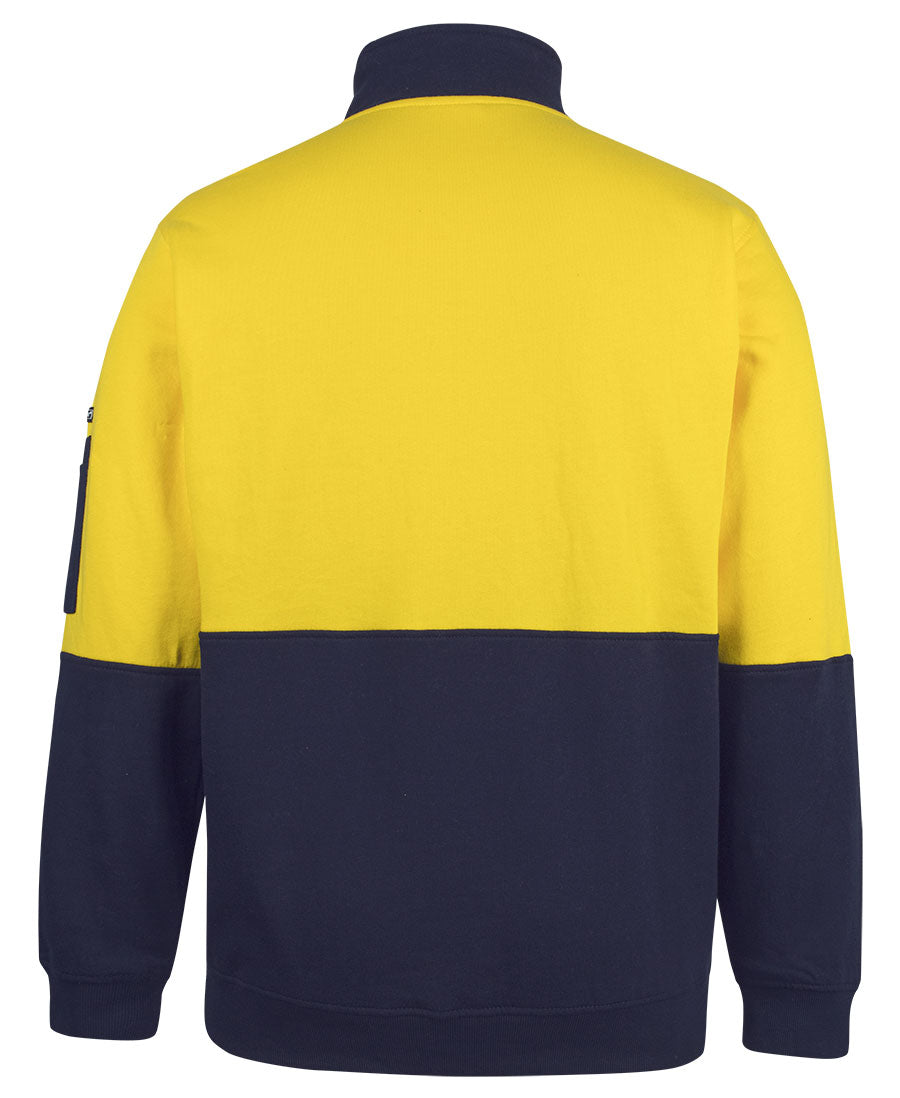JB's Hi Vis 310 Cotton 1/2 Zip Fleece - Yellow/Navy - Back