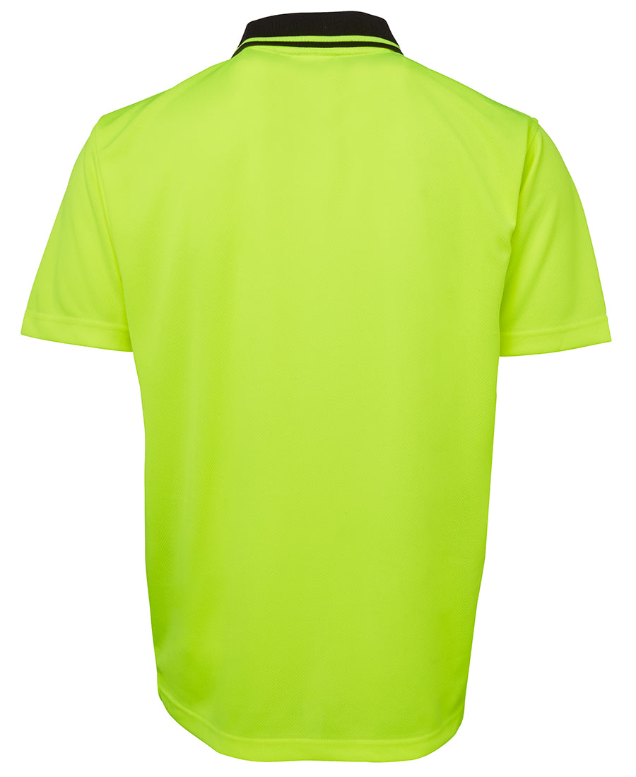 JB's Adults and Kids Hi Vis Non Cuff Traditional Polo - Lime/Black - Back