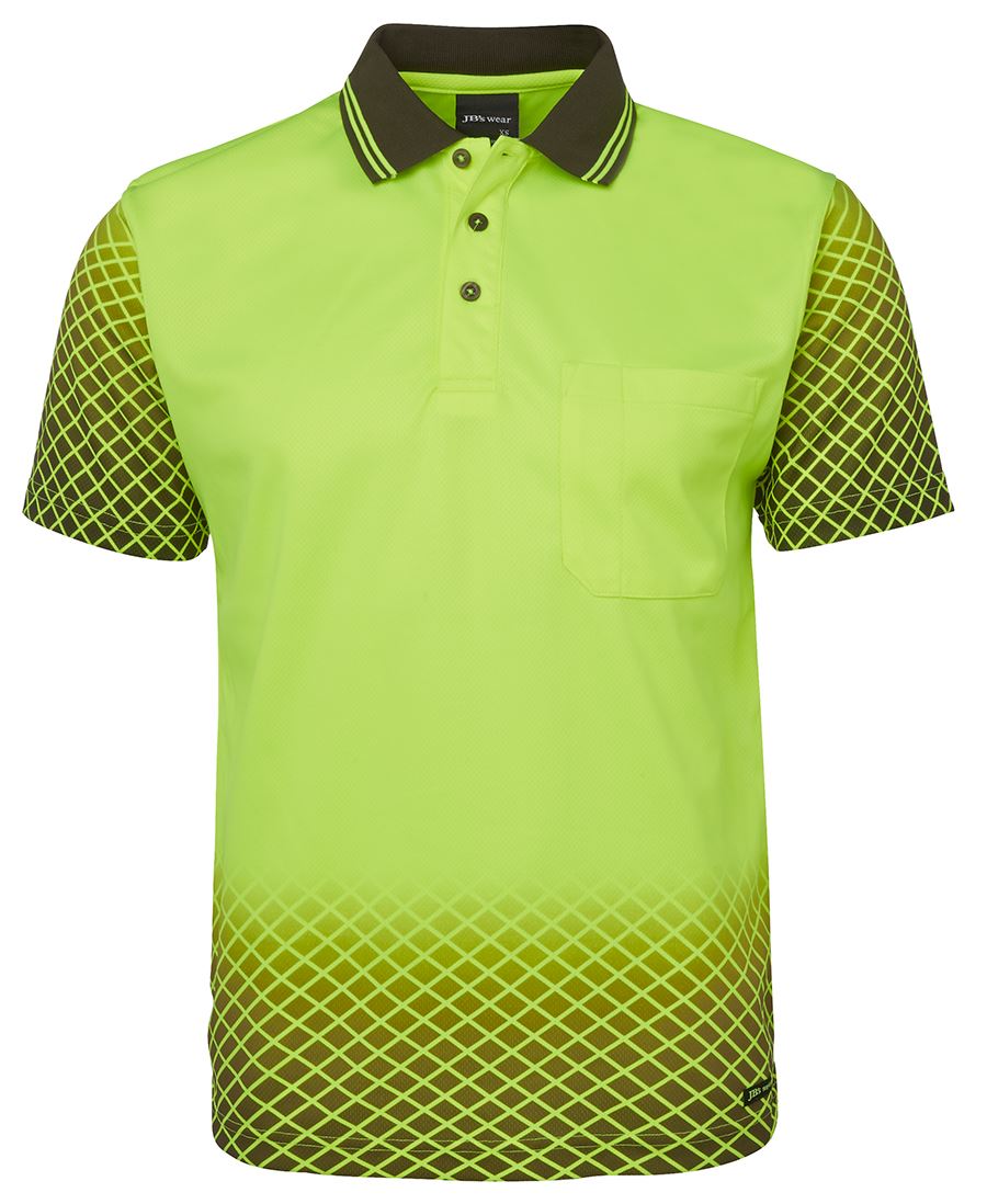 JB's Hi Vis Net Sub Polo - Lime/Black - Front