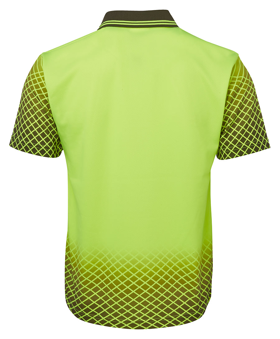 JB's Hi Vis Net Sub Polo - Lime/Black - Back