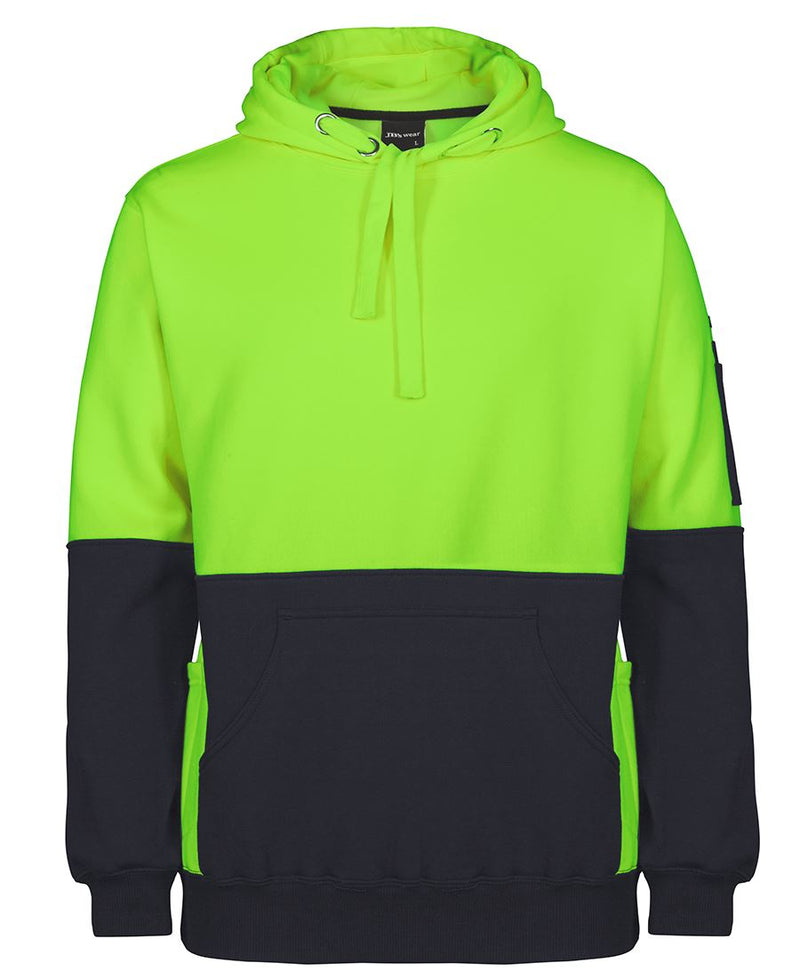 JB's Hi Vis 330G Pull Over Hoodie - Lime/Black - Front