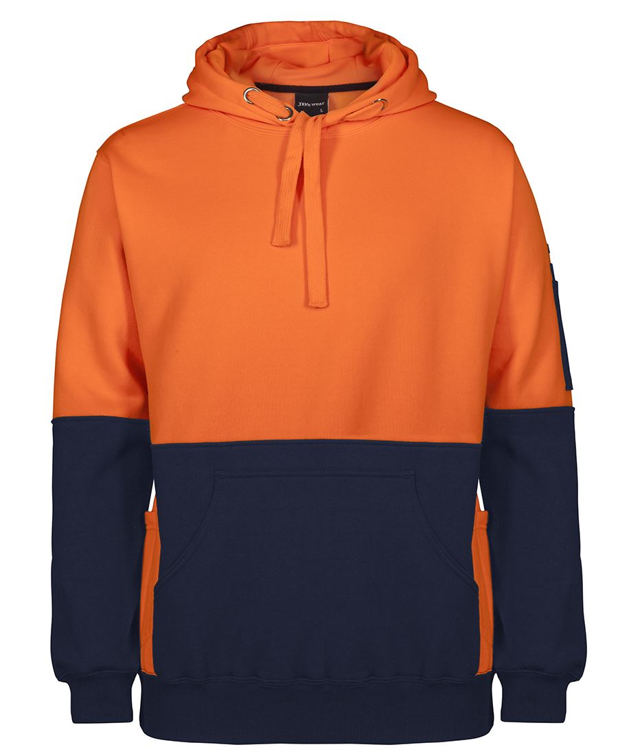 JB's Hi Vis 330G Pull Over Hoodie - Orange/Navy - Front