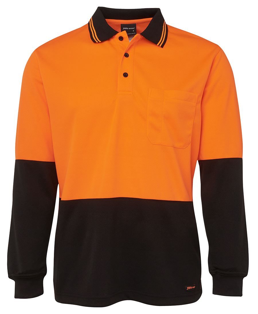 JB's Hi Vis L/S Traditional Polo - Orange/Black - Front