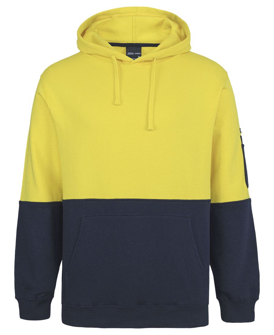 JB's Hi Vis 310 Cotton Pull Over Hoodie - Yellow/Navy - Front