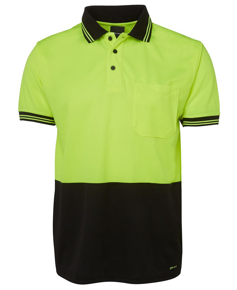 JB's Hi Vis S/S Traditional Polo - Lime/Black - Front