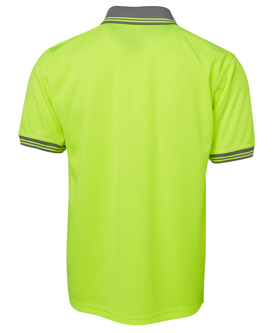 JB's Hi Vis S/S Traditional Polo - Lime/Charcoal - Back