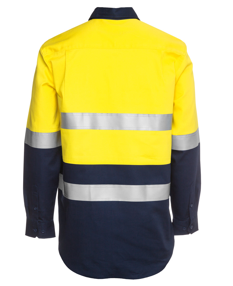 JB's Hi Vis (D+N) Close Front L/S 190g Work Shirt - Yellow/Navy - Back