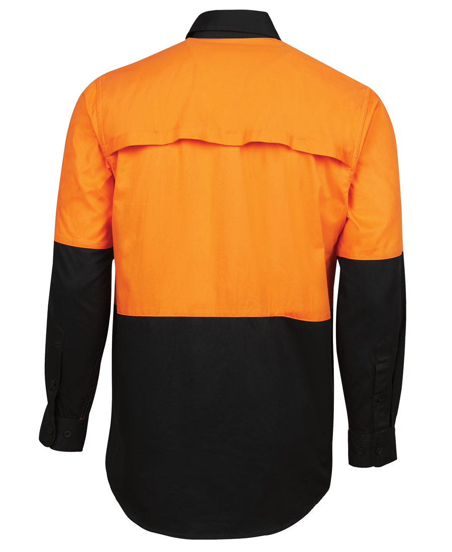 JB's Hi Vis L/S 150G Work Shirt - Orange/Black - Back