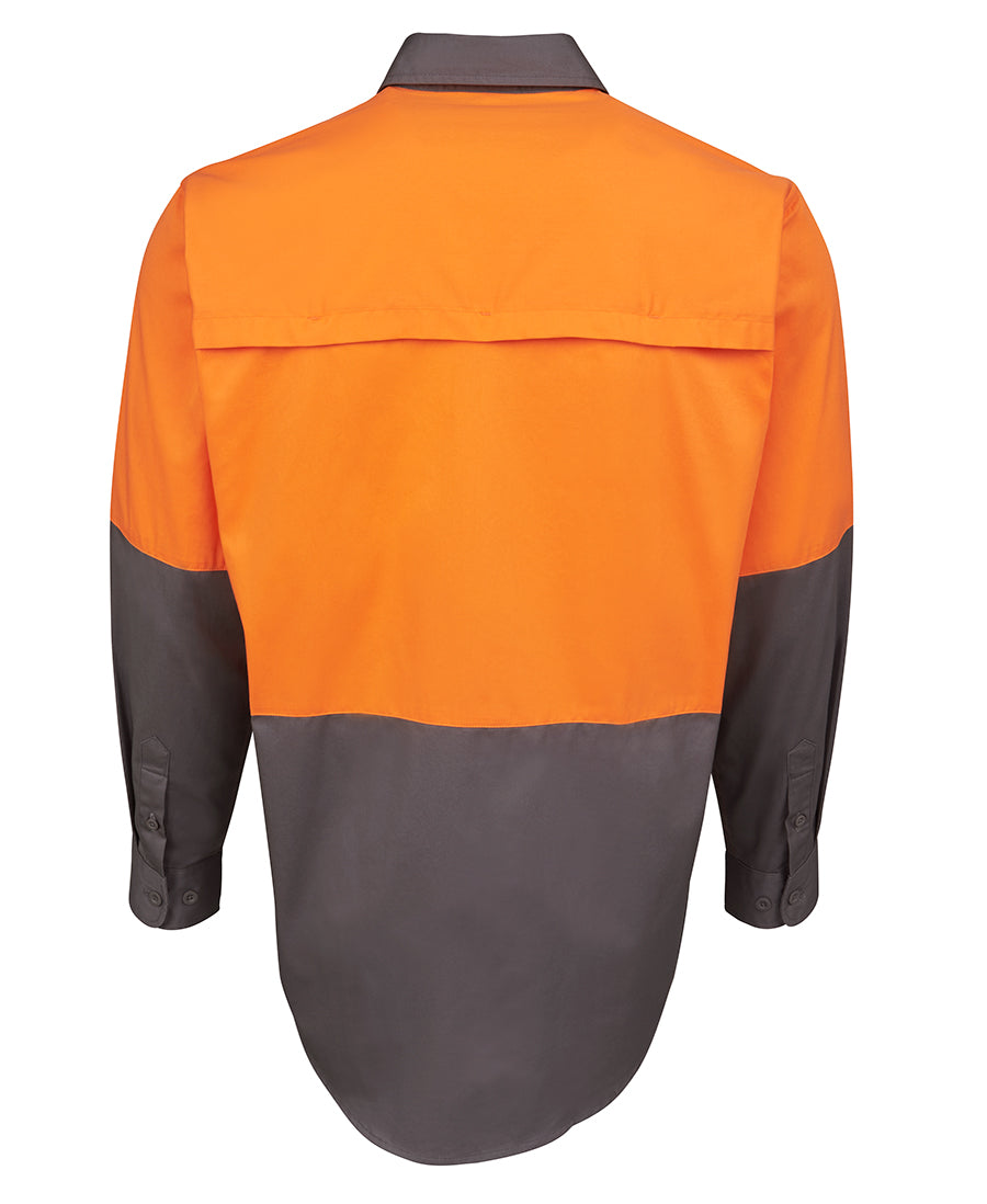 JB's Hi Vis L/S 150G Work Shirt - Orange/Charcoal - Back