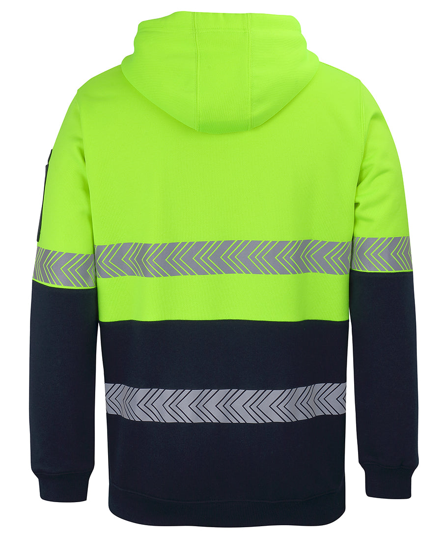 JB's Hi Vis (D+N) 1/2 Zip Segmented Tape Hoodie - Lime/Navy - Back