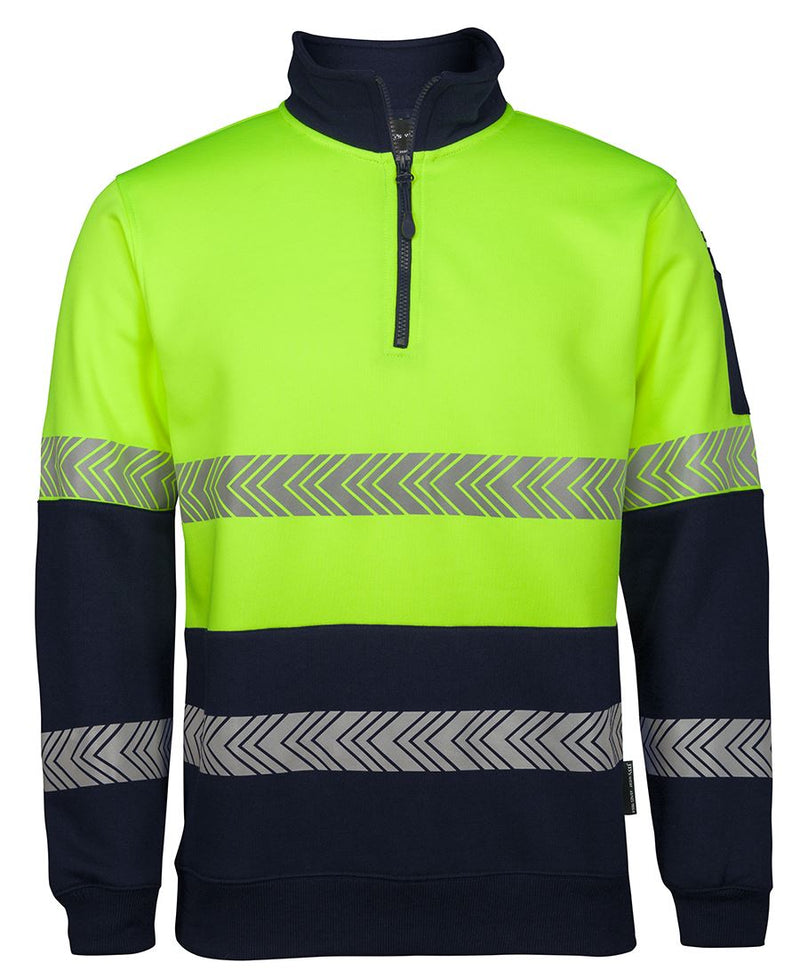JB's Hi Vis 1/2 Zip Segmented Tape Fleecy - Lime/Navy - Front