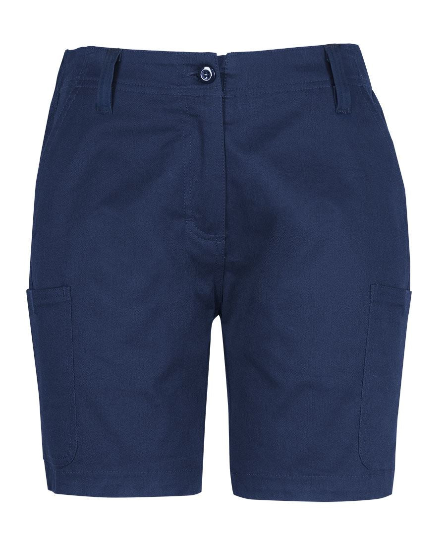 JB's Ladies Multi Pocket Stretch Twill Short - Navy - Front