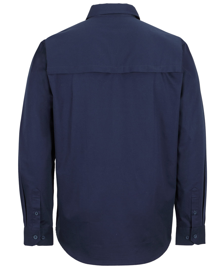 JB's Close Front L/S 150g Work Shirt - Navy - Back