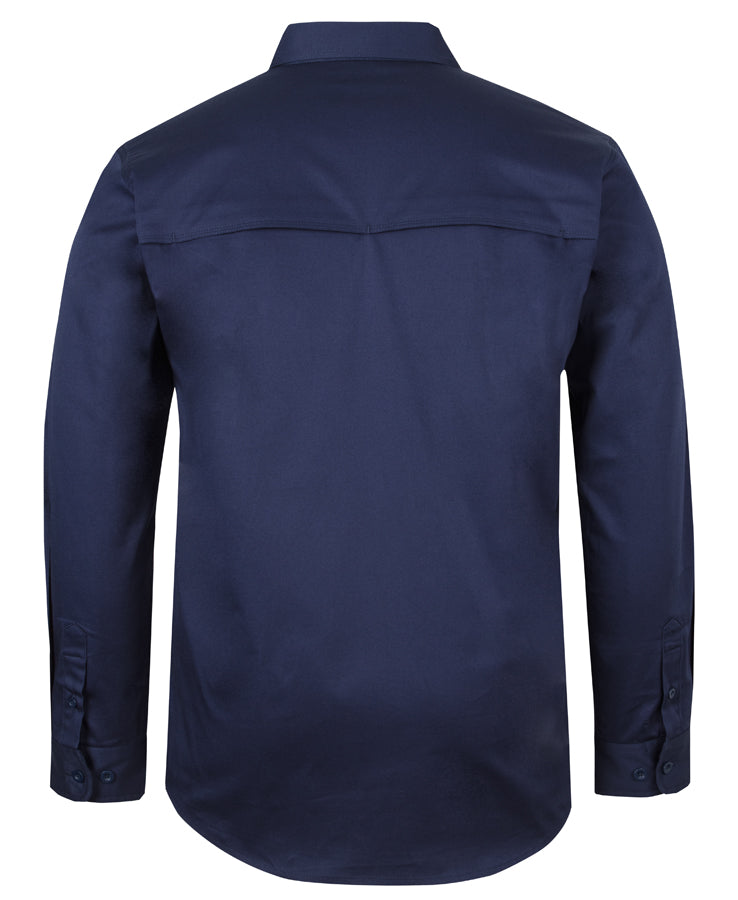 JB's L/S Stretch Close Front Work Shirt - Navy - Back