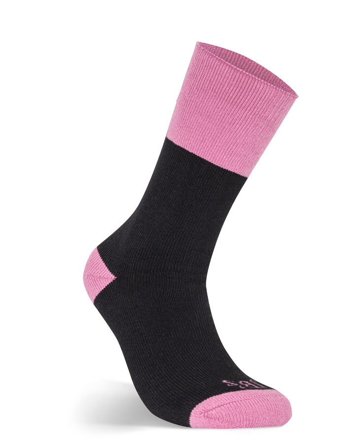 JB's Ladies Work Sock (3 Pack) - Black/Soft Pink - Back