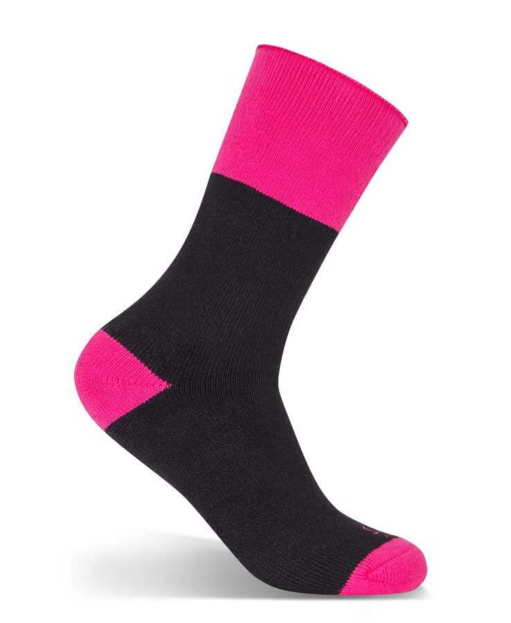 JB's Ladies Work Sock (3 Pack) - Black/Pink - Front