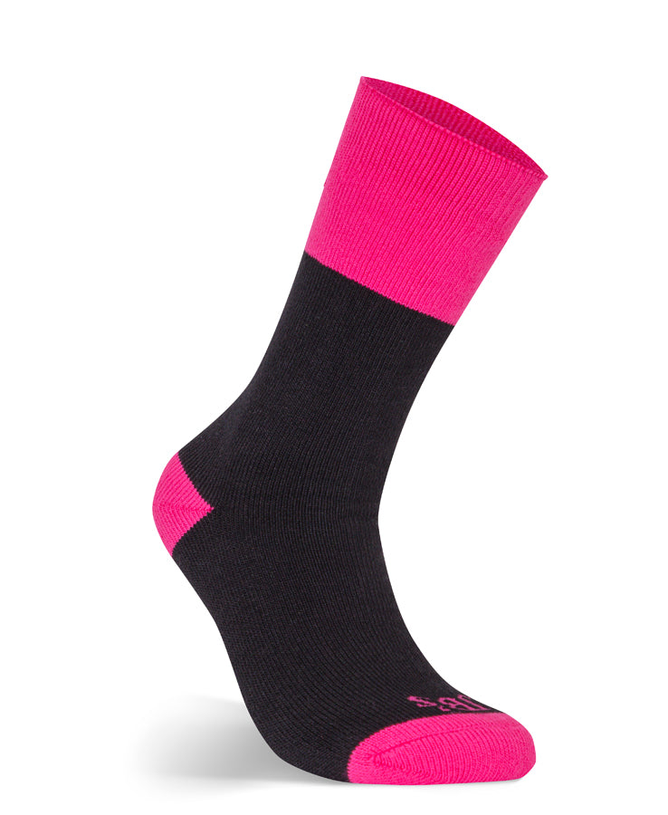 JB's Ladies Ultra Thick Bamboo Work Sock - Black/Pink - Back