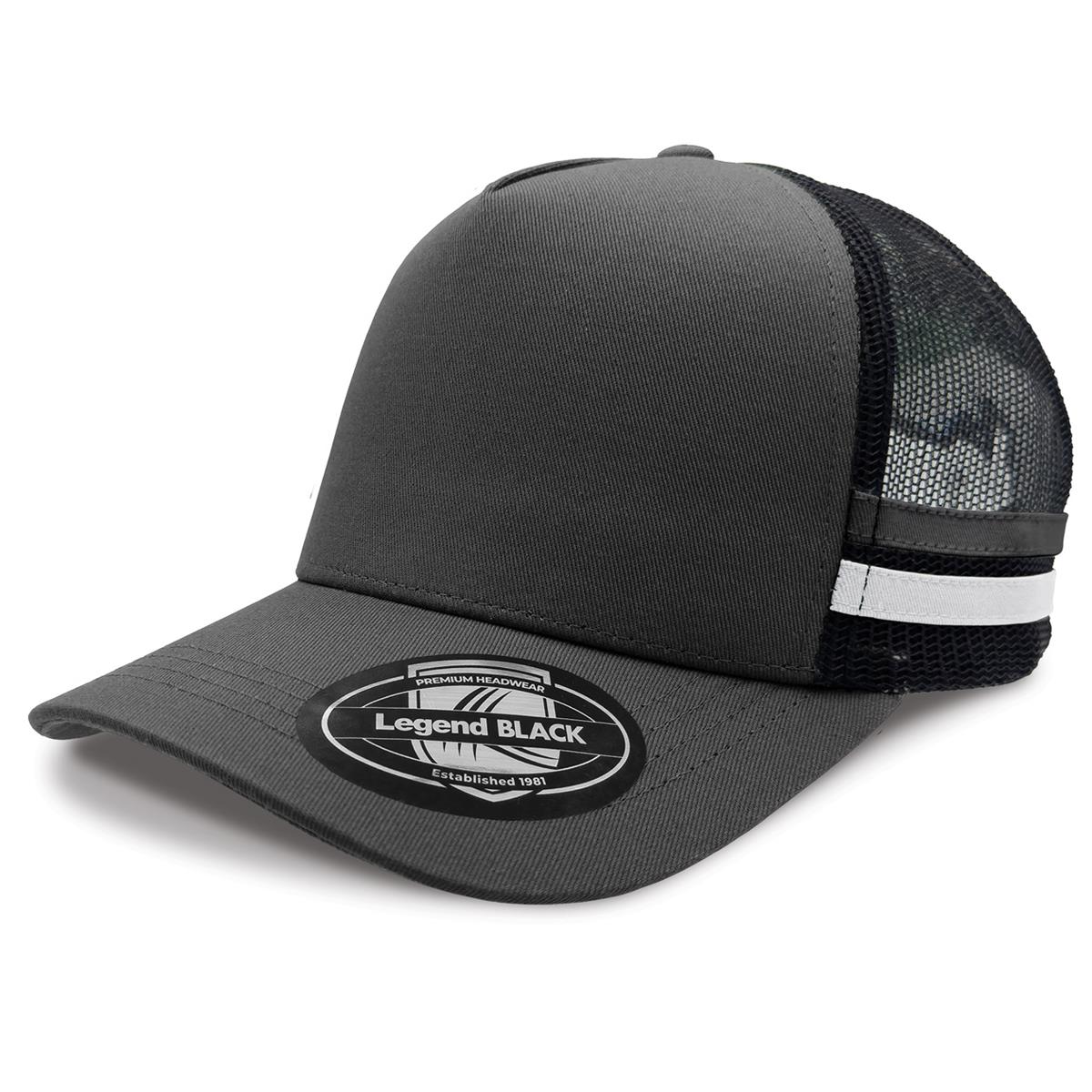 Striped Trucker - Grey / Black / Grey / White - Front