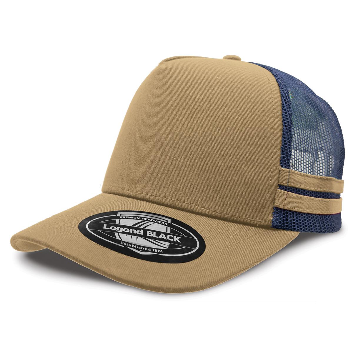 Striped Trucker - Khaki / Navy / Khaki / Khaki - Front