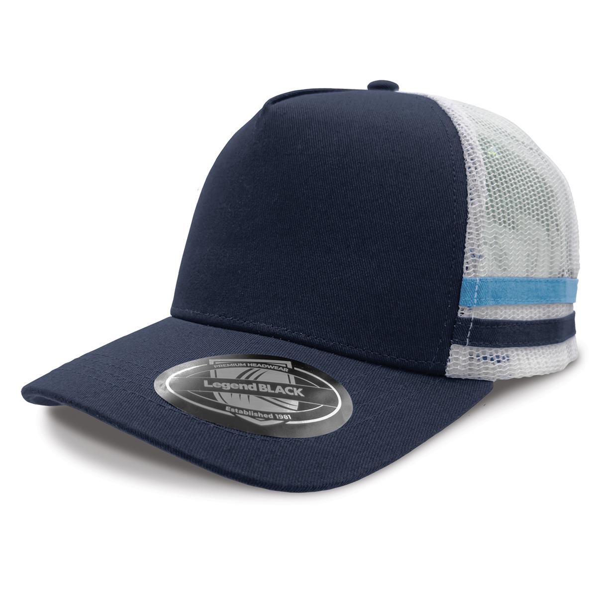 Striped Trucker - Navy / White / Sky Blue / Navy - Front