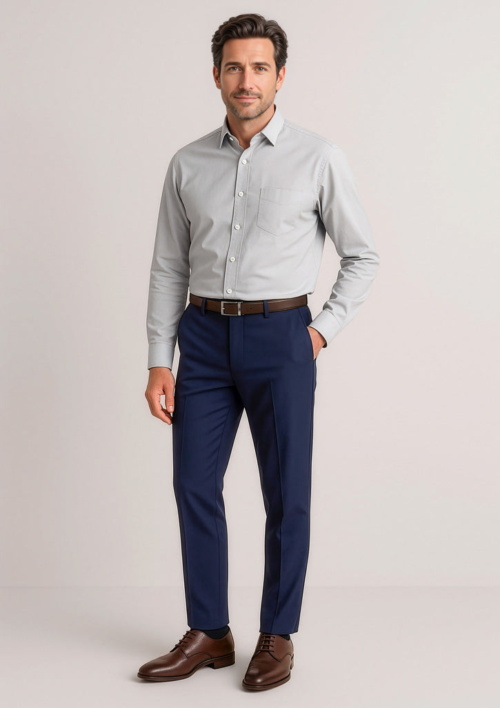 Siena Mens Slim Fit Flat Front Pant (Regular) - Marine - Model