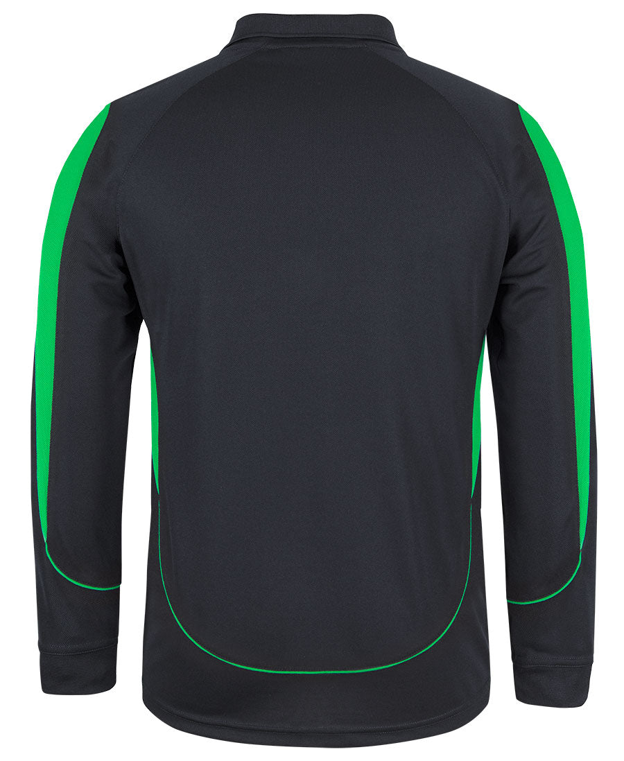 Podium L/S Bell Polo - Black/Pea Green - Back