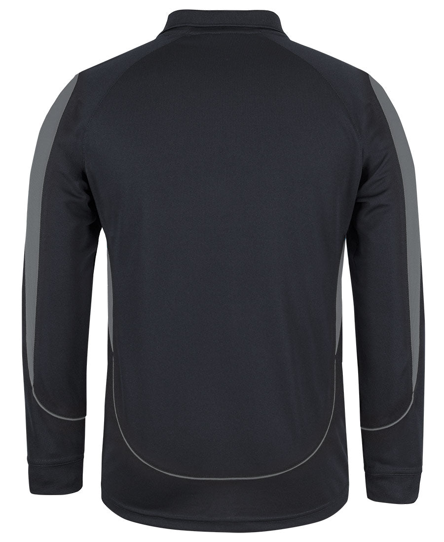 Podium L/S Bell Polo - Black/Charcoal - Back