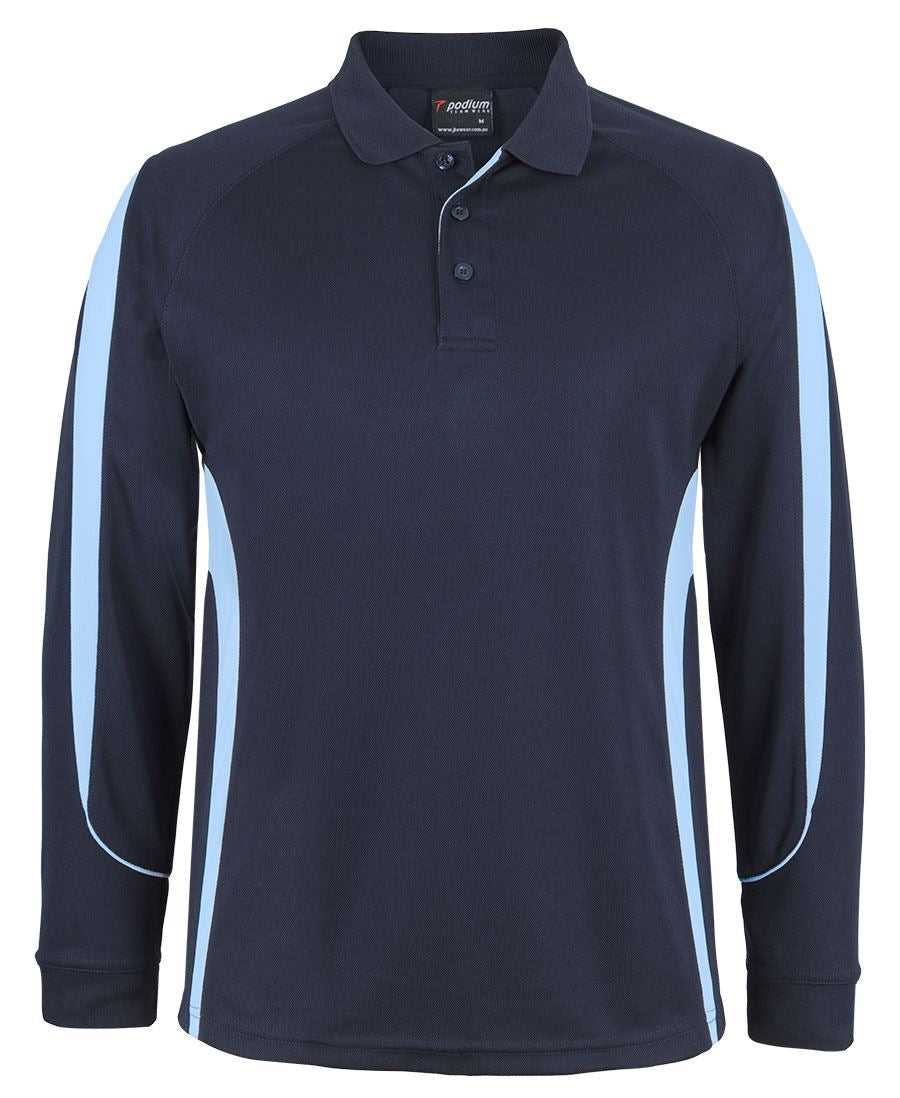 Podium L/S Bell Polo - Navy/Lt Blue - Front