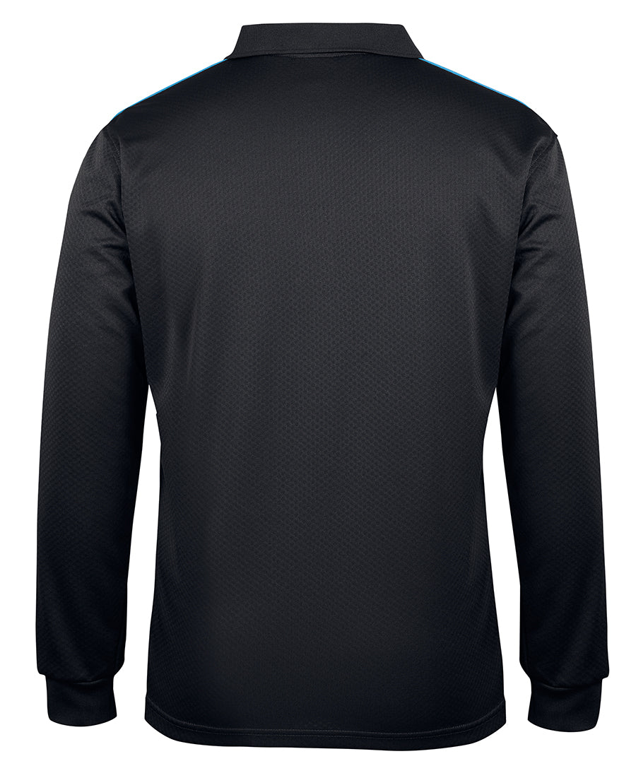 Podium L/S Cool Polo - Black/Aqua/Grey - Back