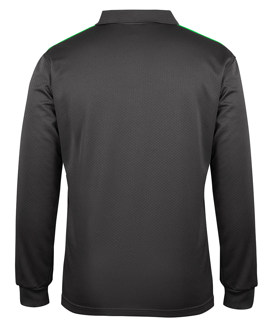 Podium L/S Cool Polo - Gunmetal/Pea Green/Grey - Back