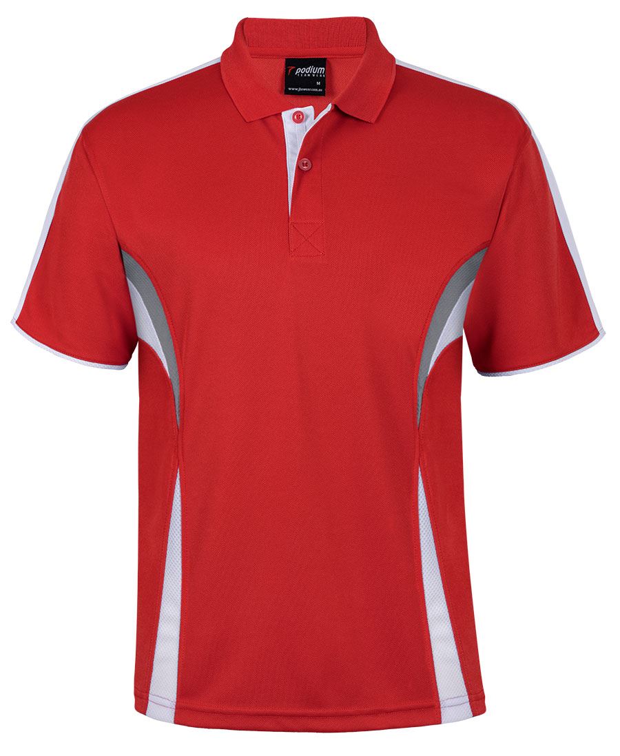 Podium Cool Polo - Red/White/Grey - Front
