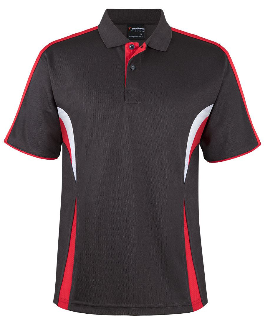 Podium Cool Polo - Gunmetal/Red/White - Front