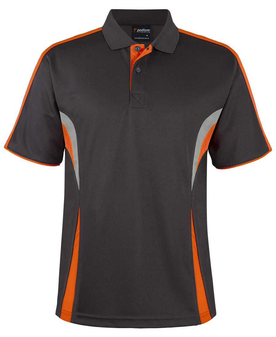 Podium Cool Polo - Gunmetal/Orange/Grey - Front