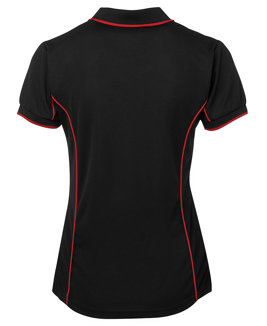 Podium Ladies Piping Polo - Black/Red - Back