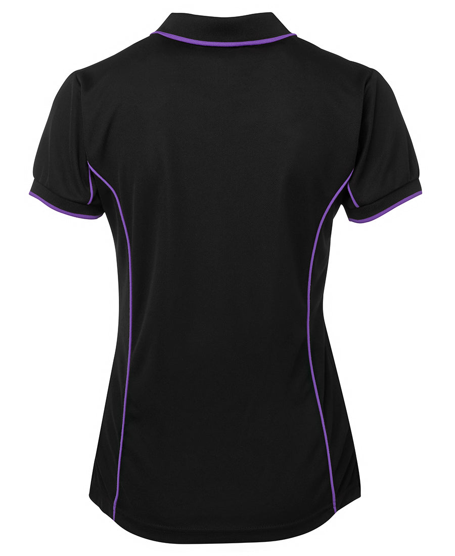 Podium Ladies Piping Polo - Black/Purple - Back