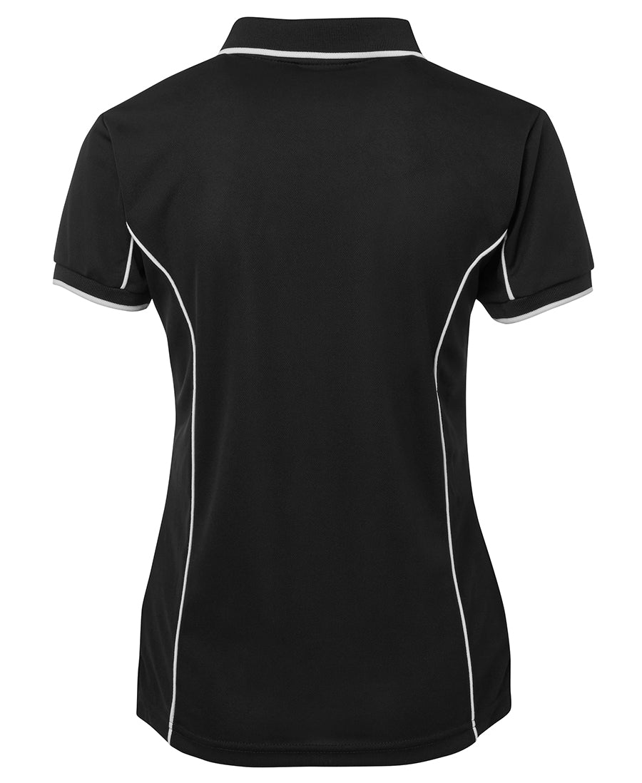 Podium Ladies Piping Polo - Black/White - Back