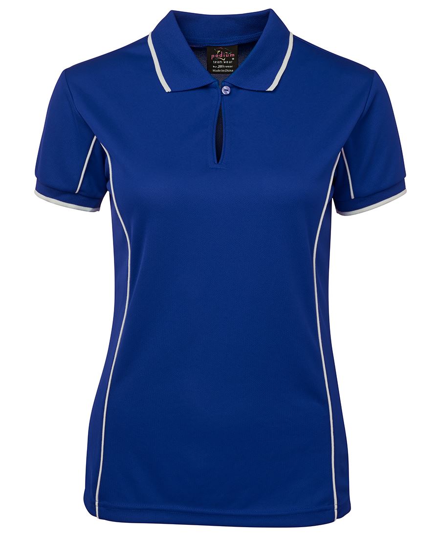 Podium Ladies Piping Polo - Royal/White - Front