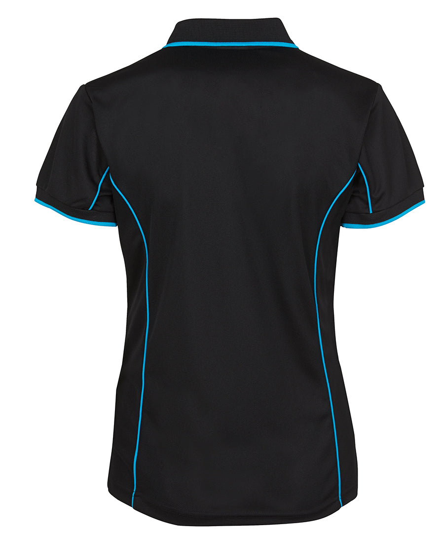Podium Ladies Piping Polo - Black/Aqua - Back