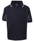 Podium Kids S/S Piping Polo - Navy/White - Front
