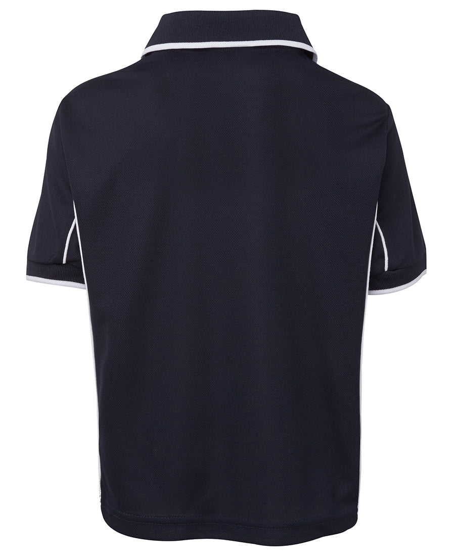 Podium Kids S/S Piping Polo - Navy/White - Back