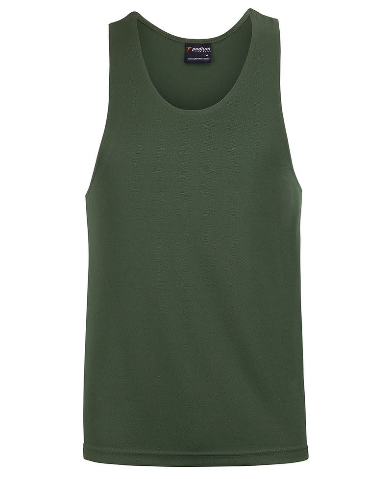 Podium Poly Singlet - Army - Front